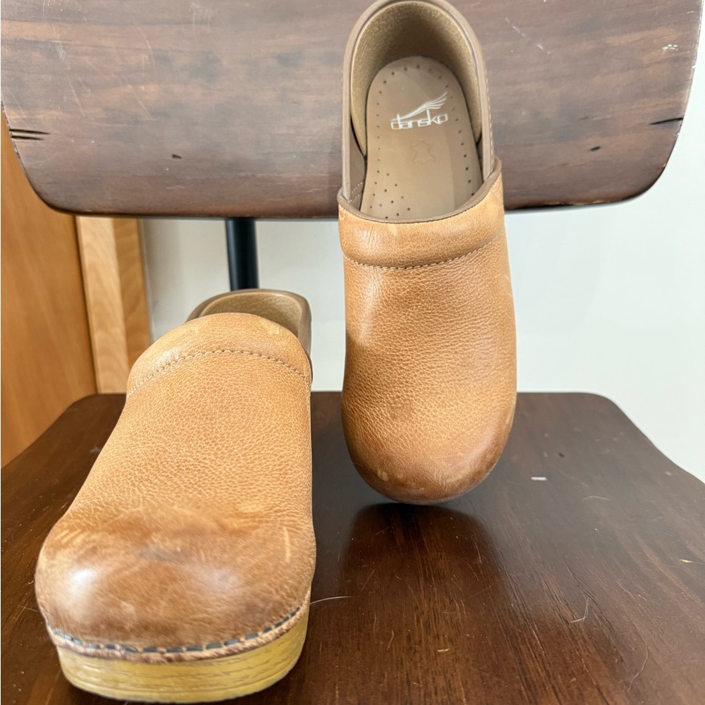 Light Brown Leather Dansko Clogs